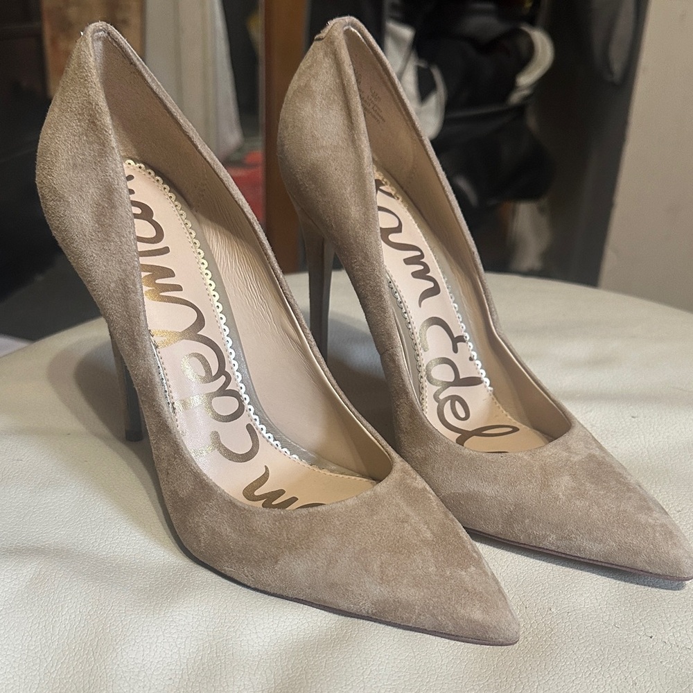 Sam Edelman Women's Taupe Suede Heels US10M